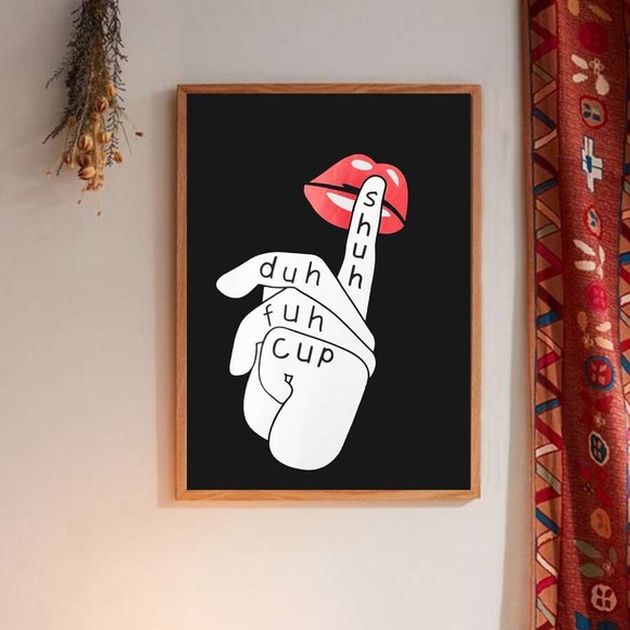 Lip & Finger Print Wall Print Without Frame - Picture 1 of 3